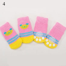 Load image into Gallery viewer, 4pcs/Set Cute Puppy Dog Knit Socks Small Dogs Cotton Anti-Slip Cat Shoes For Autumn Winter Indoor Wear Slip On Paw Protector
