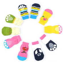 Load image into Gallery viewer, 4pcs/Set Cute Puppy Dog Knit Socks Small Dogs Cotton Anti-Slip Cat Shoes For Autumn Winter Indoor Wear Slip On Paw Protector
